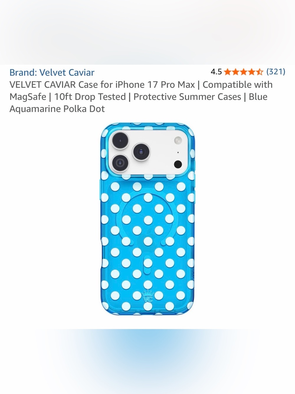 Velvet Caviar Aquamarine Blue Polka Dot iPhone Case
